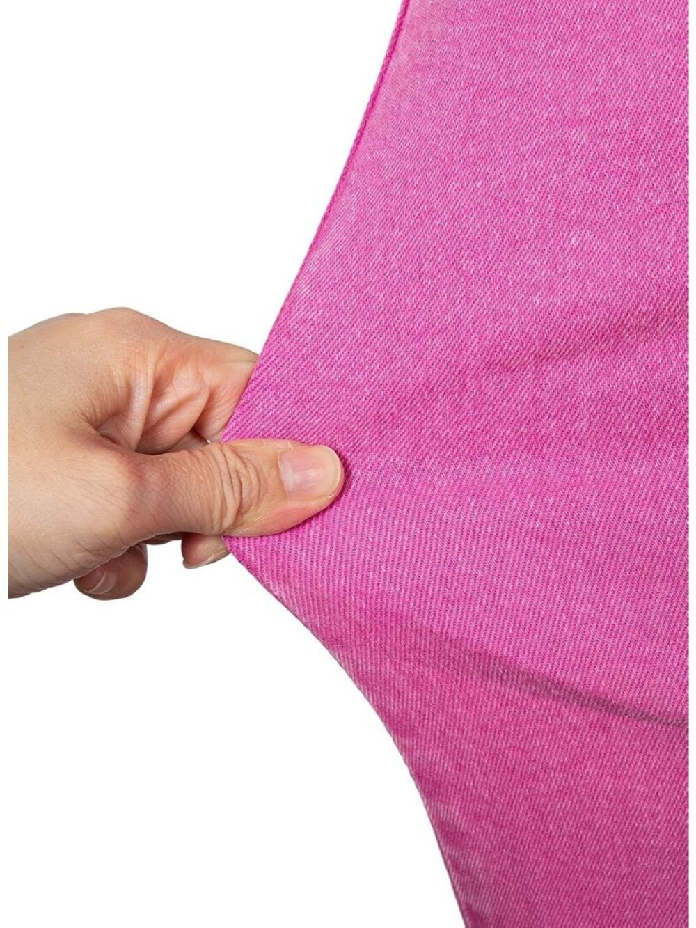 Women's Hot Pink Cotton High Waisted Stretchy Wide Leg Jeans Trendy Denim Pants - Picture 6 of 6